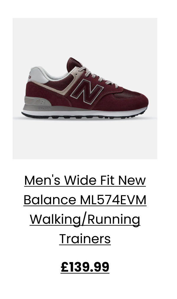 Men's Wide Fit New Balance ML574EVM Walking/Running Trainers - Exclusive - Burgundy/White ENCAP Width 4E