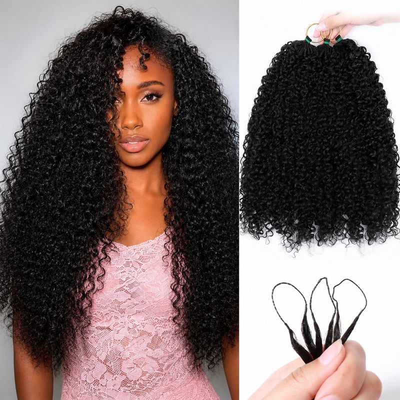 Afro Kinky Curly Crochet Human Hair For Braiding Pre-Separated Crochet Feather Hair Extensions 100% Human Hair