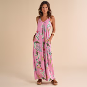 Natural Reflections Tropical Print Maxi Dress - Cashmere Rose