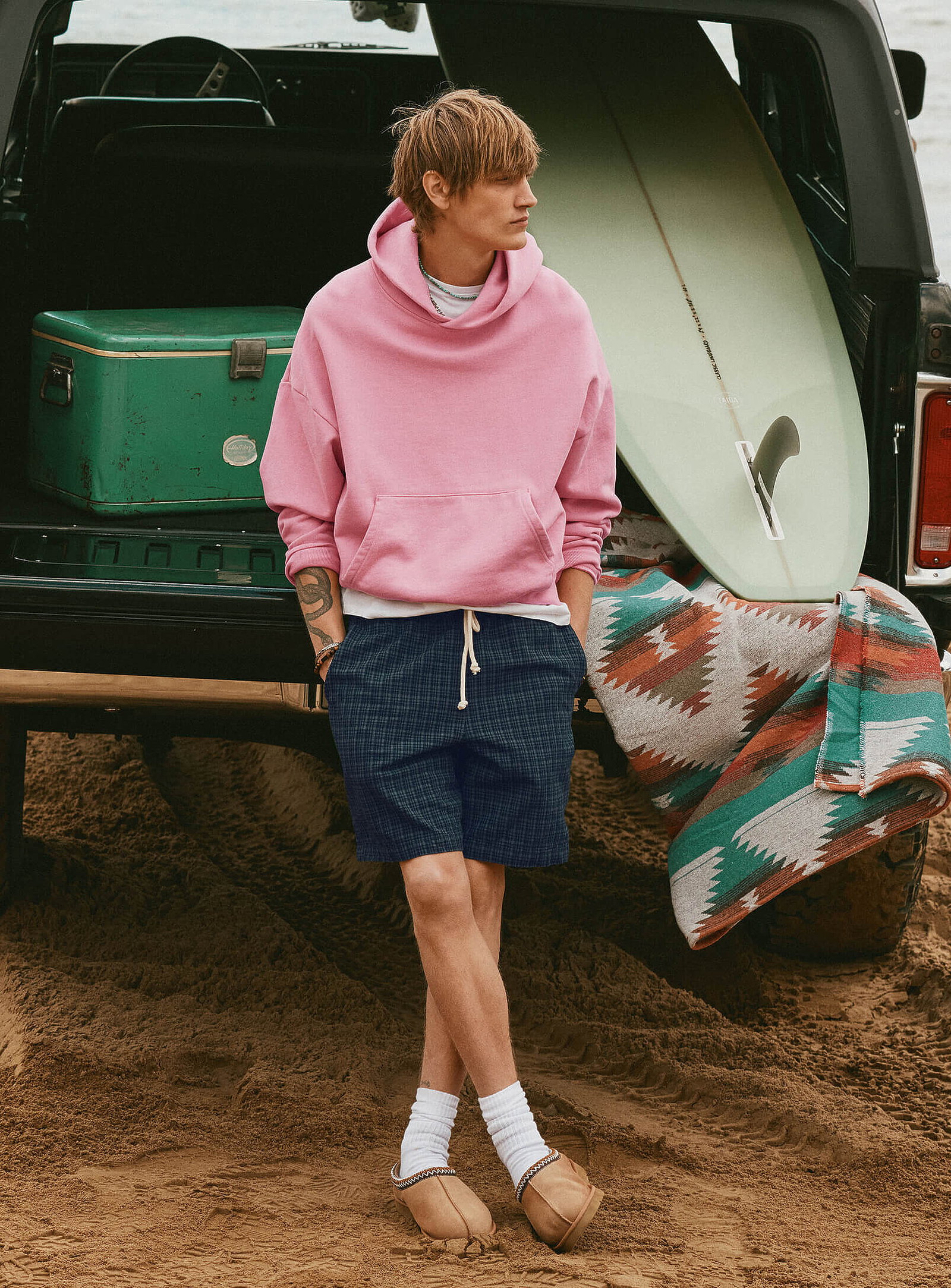 Woven check short