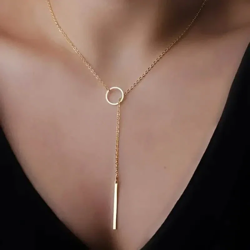Image of Chic Ethnic-Inspired Alloy Circle & Rod Pendant Necklace