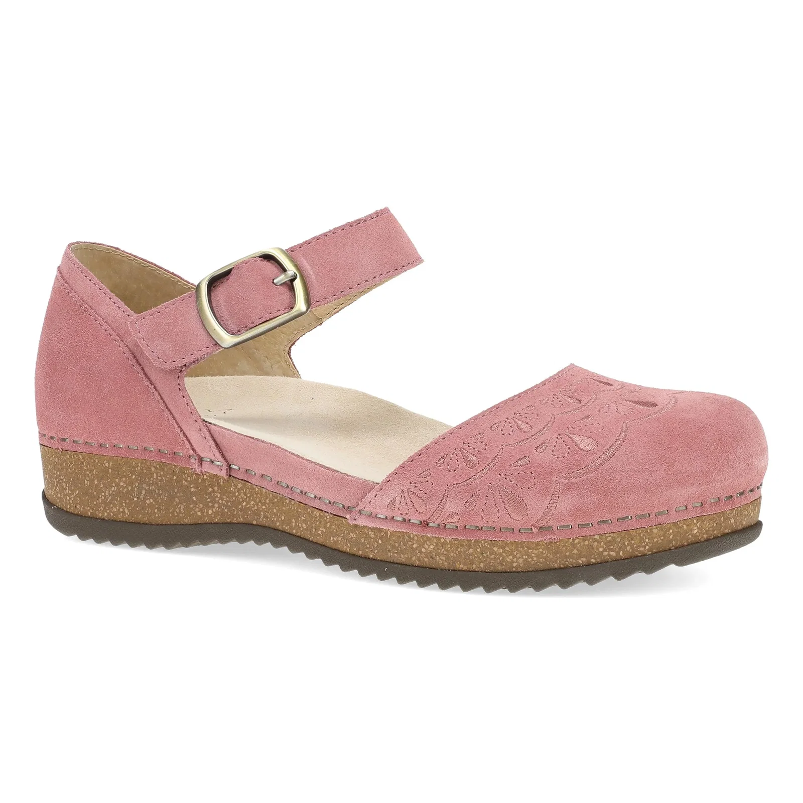 Image of Mae Ash Rose Embroidered Suede