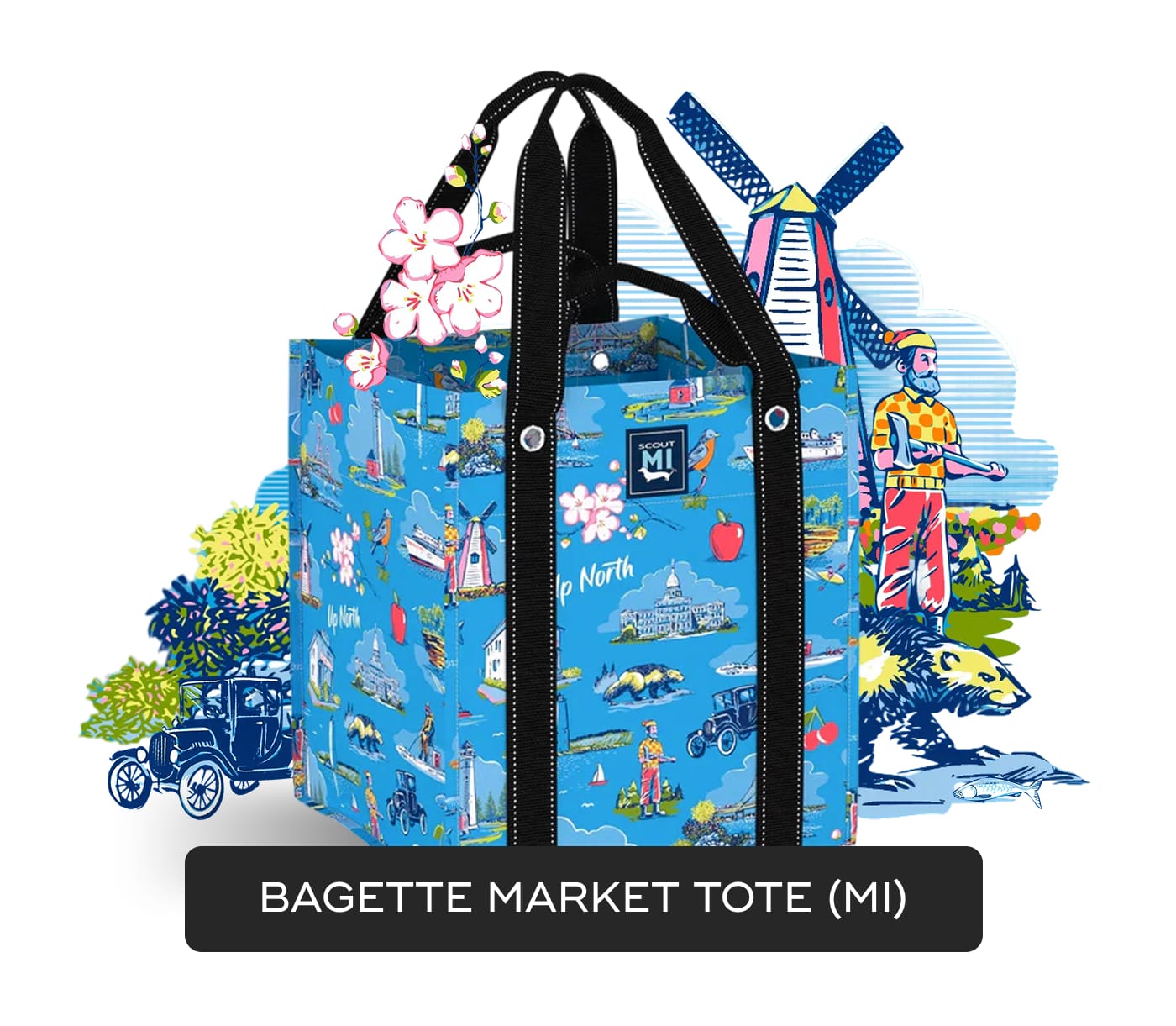 SCOUT MI. Up North. BAGETTE MARKET TOTE (MI)