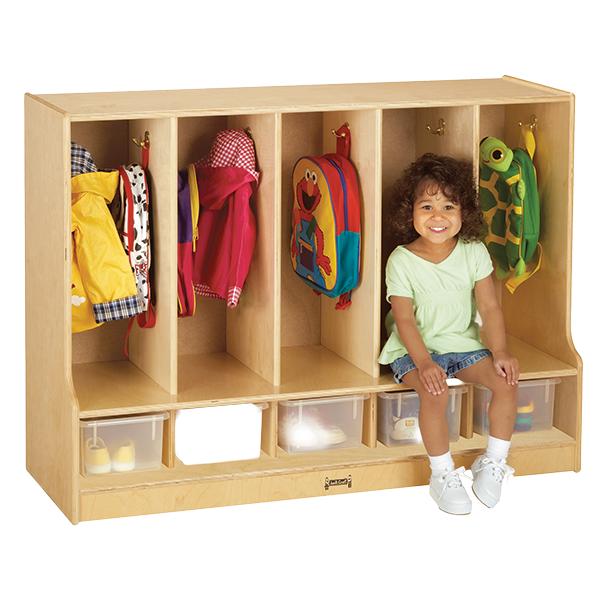 Jonti-Craft® 5-Section Locker with Step and Trays