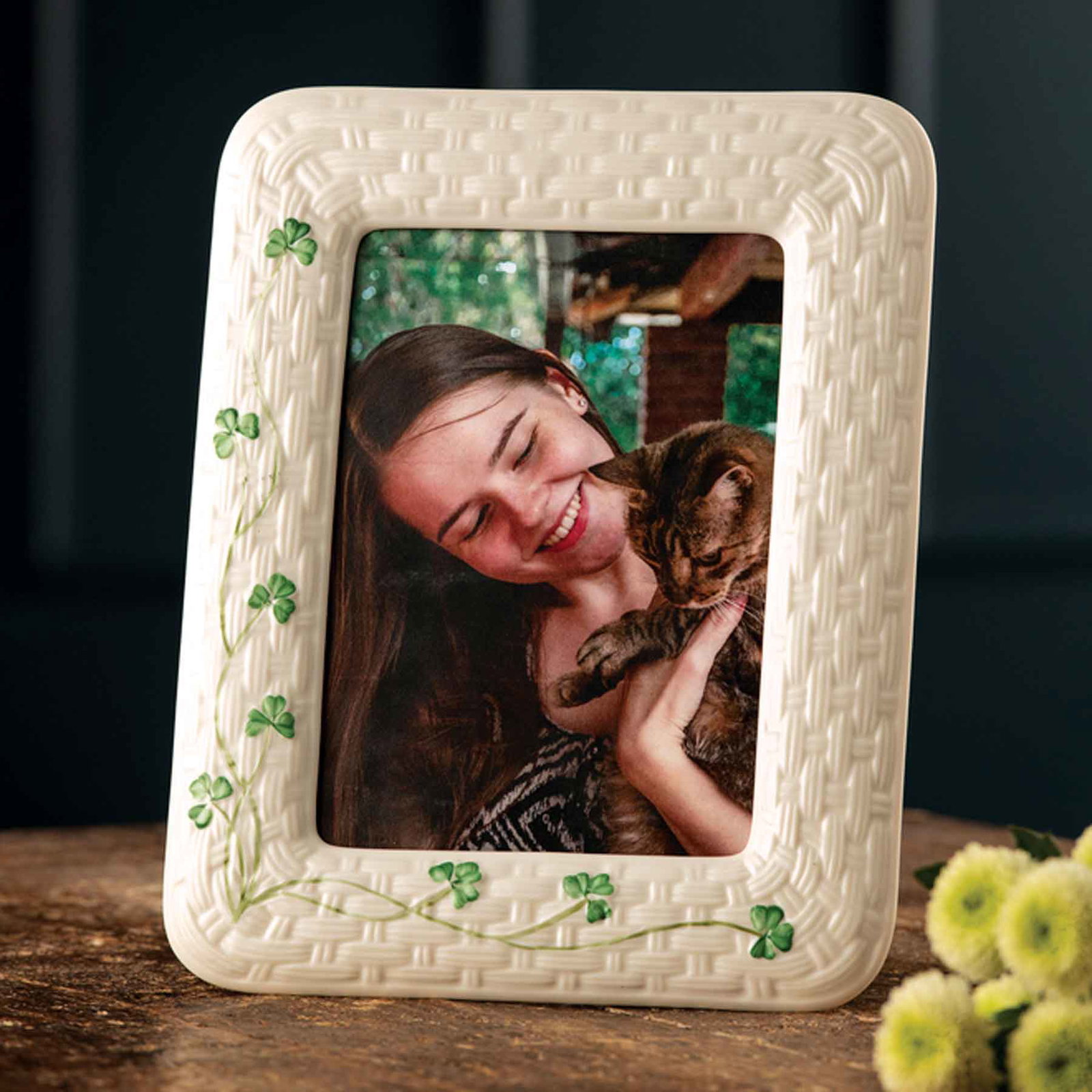 Image of Belleek Shamrock Photo Frame, 5 x 7