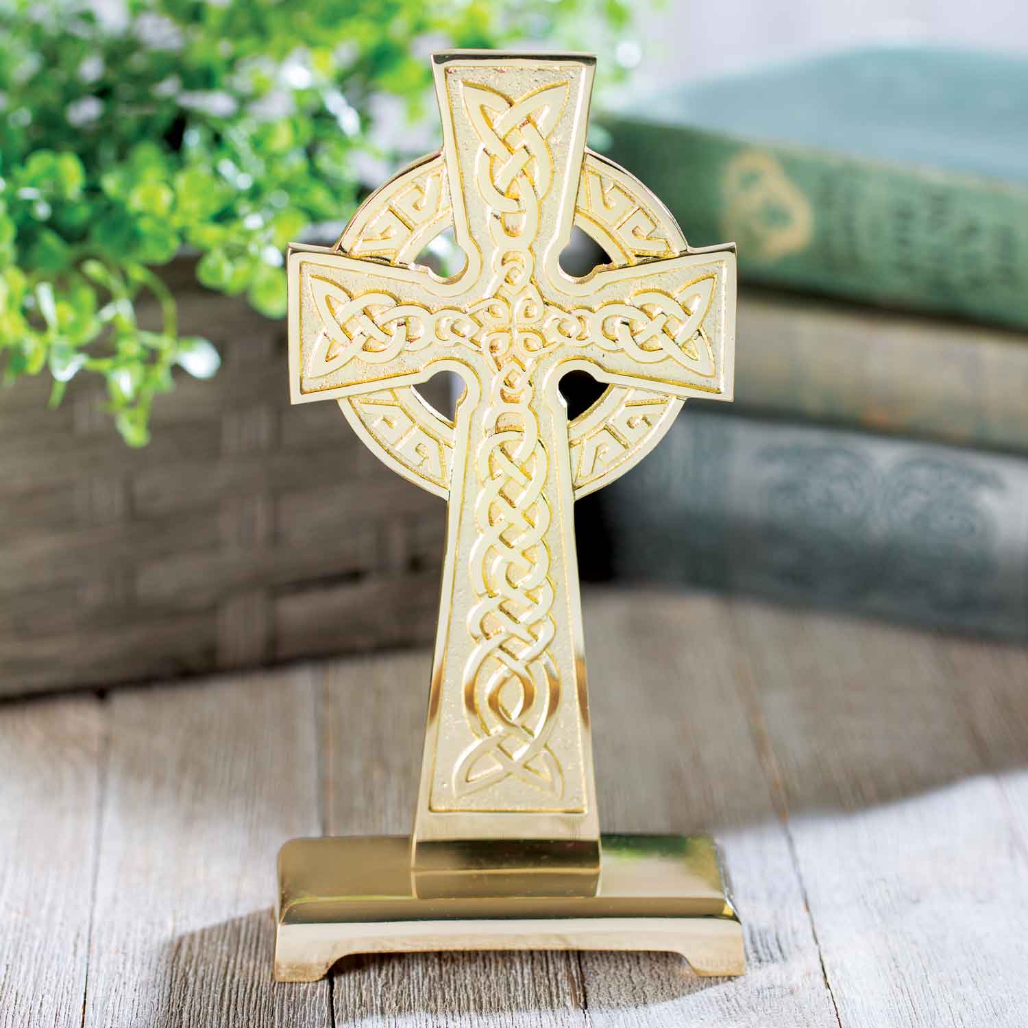 Image of Standing Brass Celtic Cross