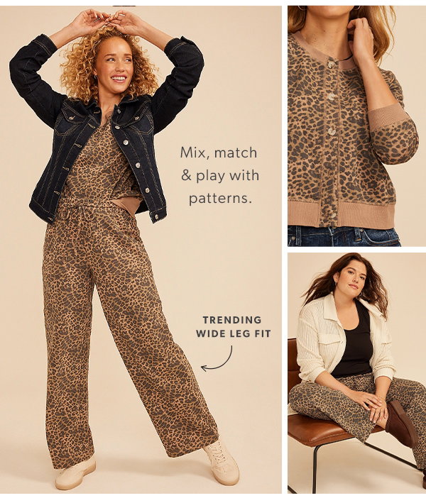 Mix, match & play with patterns. Trending wide leg fit.