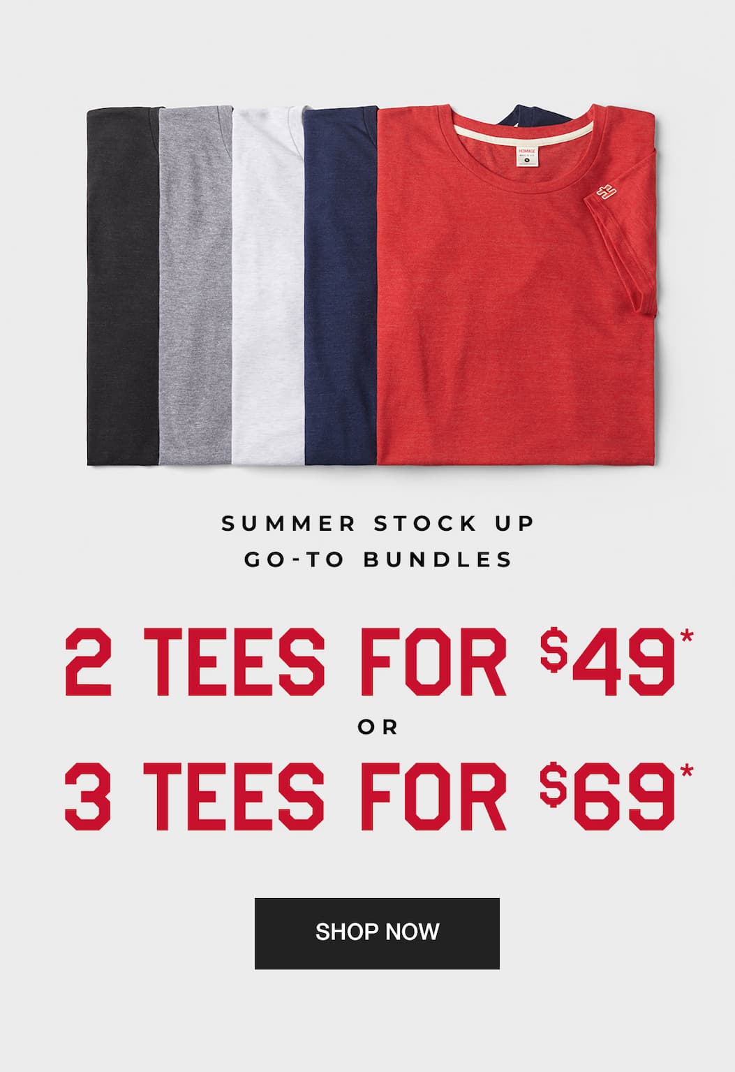 2 for $49 or 3 for $69 go-to tees