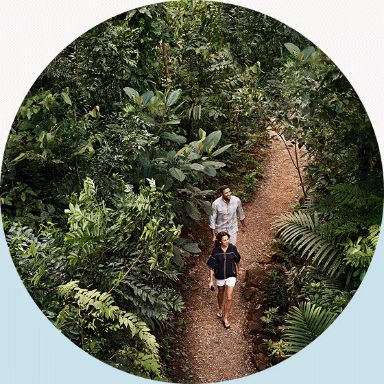 Two travellers enjoy exploring the jungles of Gamboa, Panama.