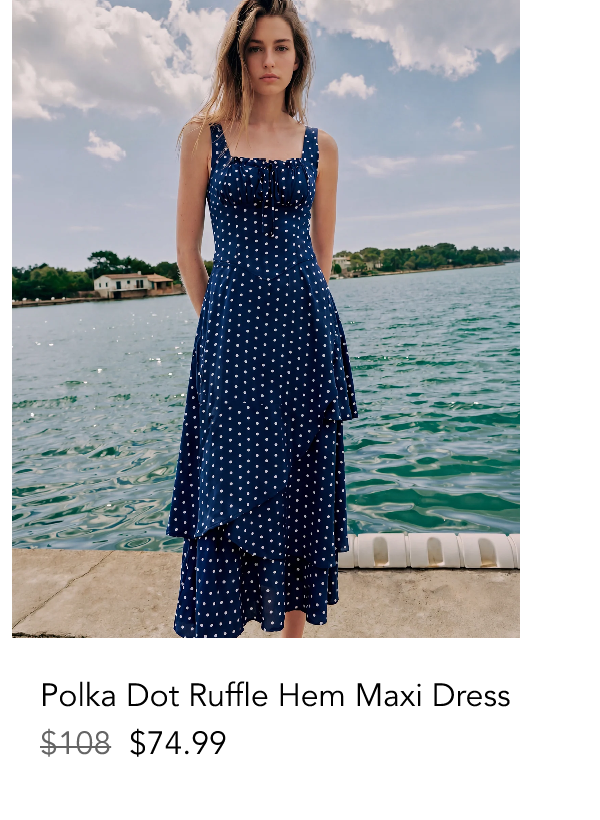 Sleeveless Sweetheart Polka Dot Ruffle Hem Maxi Dress