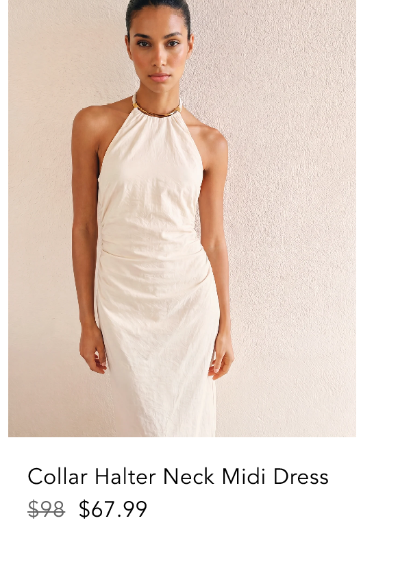 Hardware Collar Halter Neck Midi Dress