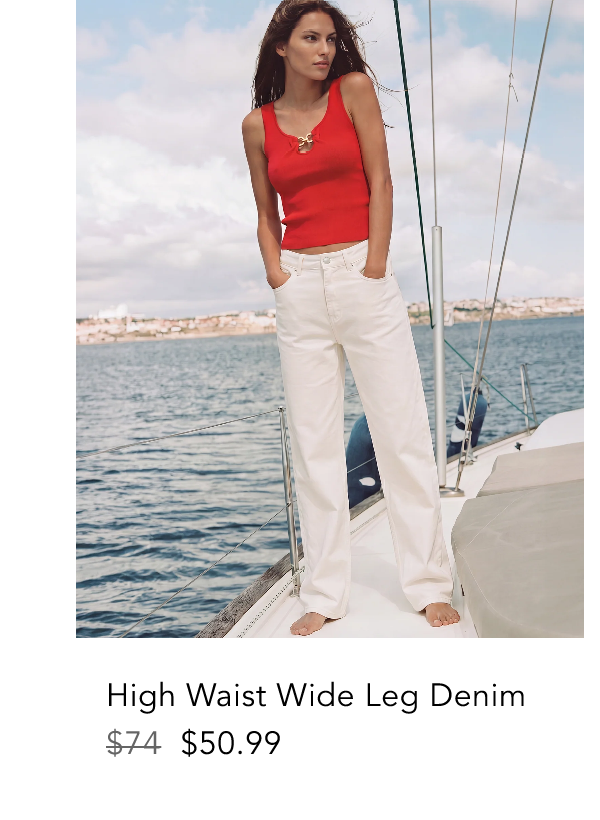 High Waisted Wide Leg Stretch Denim Jeans