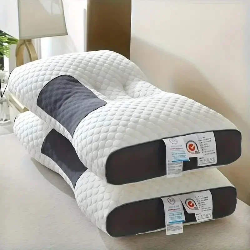 Image of Knitted Antibacterial Cotton Massage Neck Pillow with Removable Cover