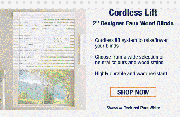 Cordless lift wood & faux wood blinds