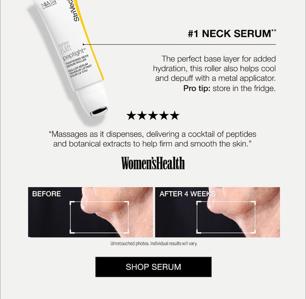 #1 Neck Serum is StriVectin Tighten & Lift Peptight Neck Serum Roller