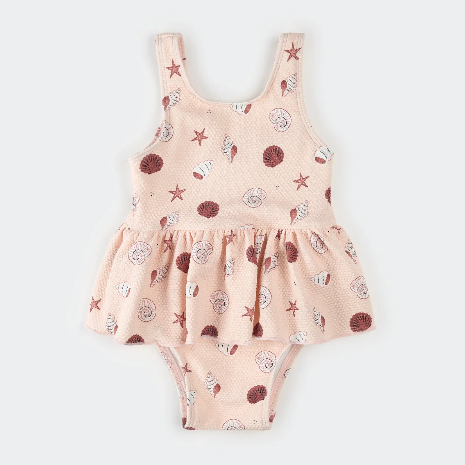 Image of Shell Print on Light Pink Skirted Swimsuit