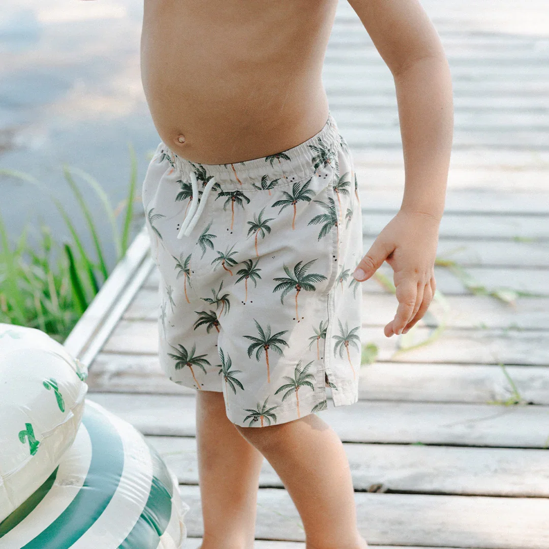 Image of Palm Trees on Light Green Swim Trunks