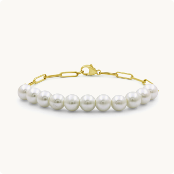 8mm Freshwater Pearl Paperclip Link Bracelet in Gold-Plated Sterling Silver