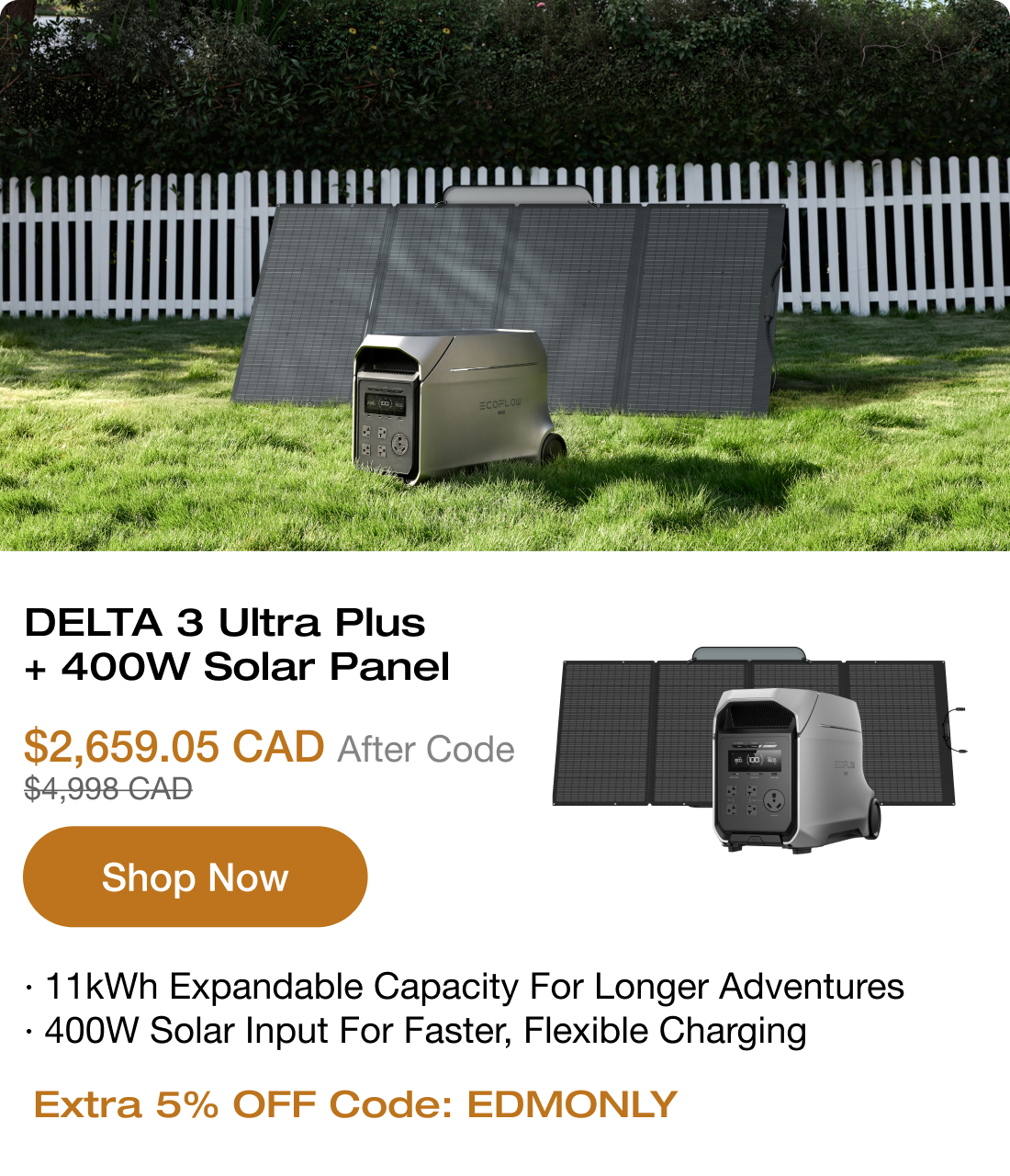 "DELTA 3 Ultra Plus + 400W Solar Panel"	