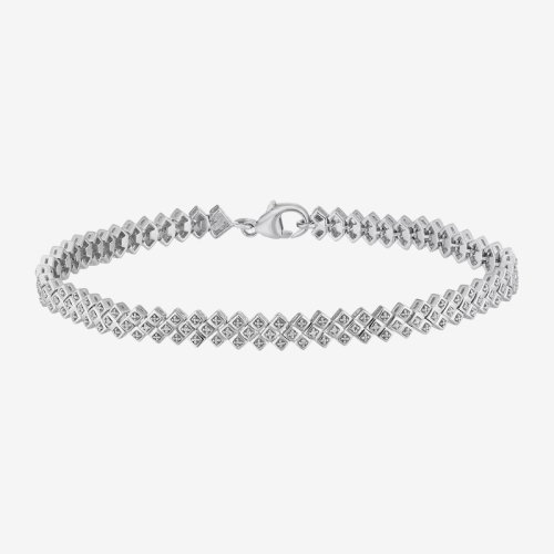 Sterling Silver 0.10ct Diamond Fancy Links Bracelet