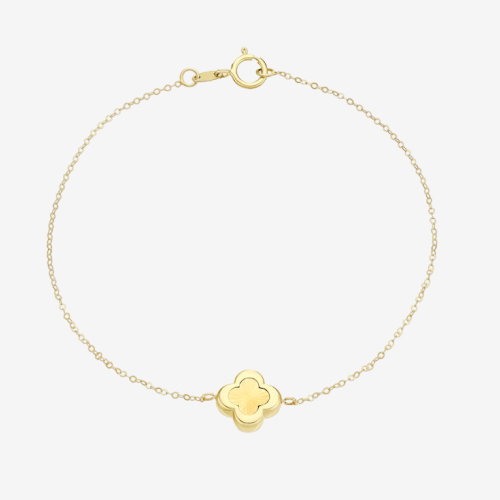 9ct Yellow Gold Diamond Cut Clover Chain Bracelet