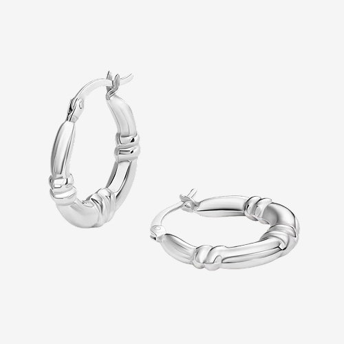 Sterling Silver Polish & Rope Twist Hoop Earrings