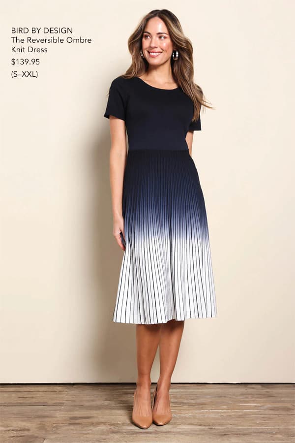the reversible ombre knit dress inkivory