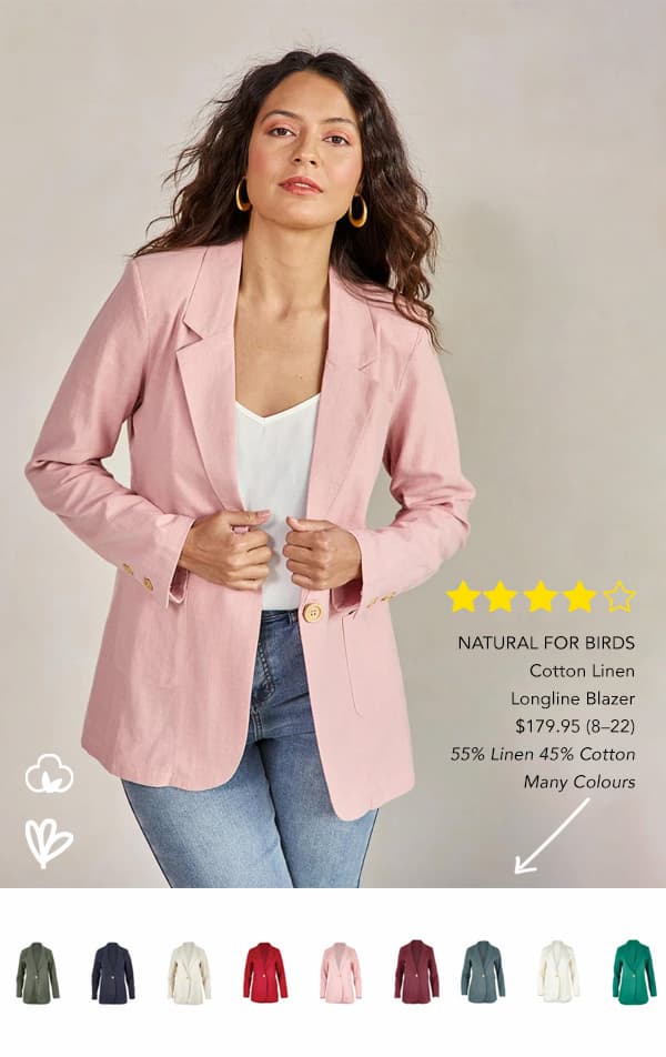 cotton linen longline blazer softblush
