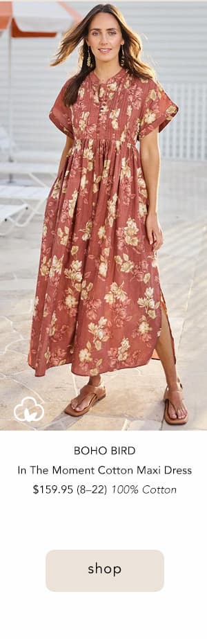 in the moment cotton maxi dress rustrose