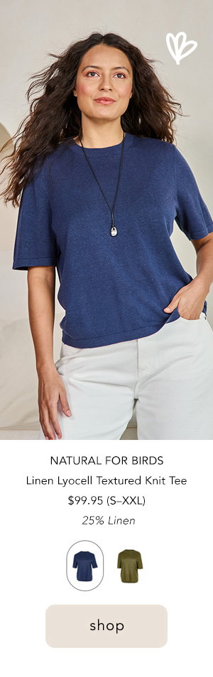 linen lyocell textured knit tee blue
