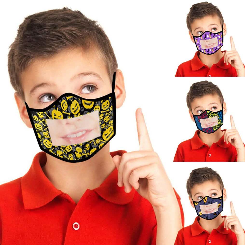 Image of 4-Pack: Kids Smile Window Face Mask Washable and Reusable