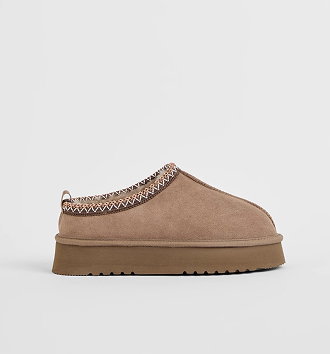 Australian Design Ugg sheepskin and leather tape collar mule