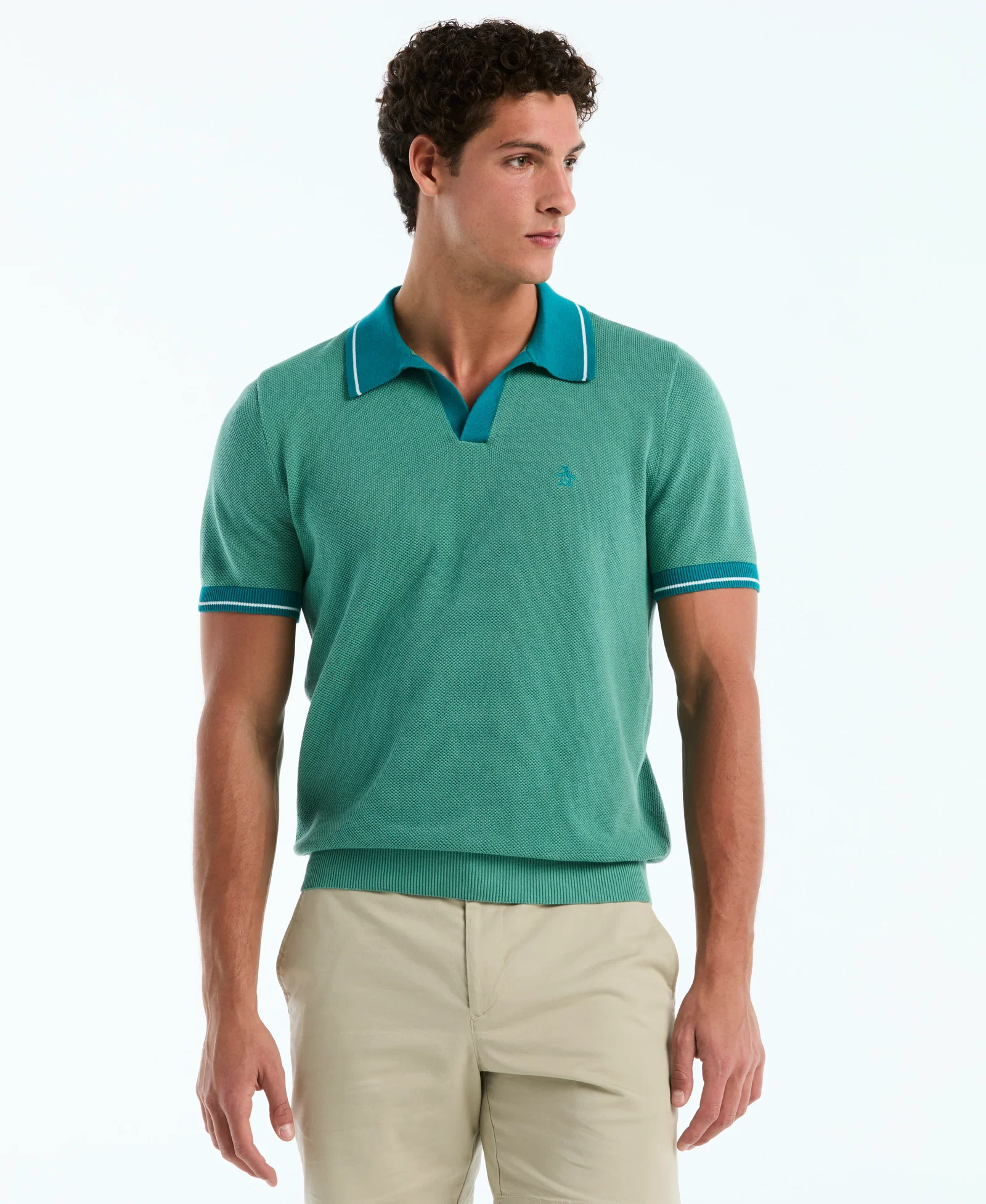 Image of Cotton Honeycomb Sweater Polo