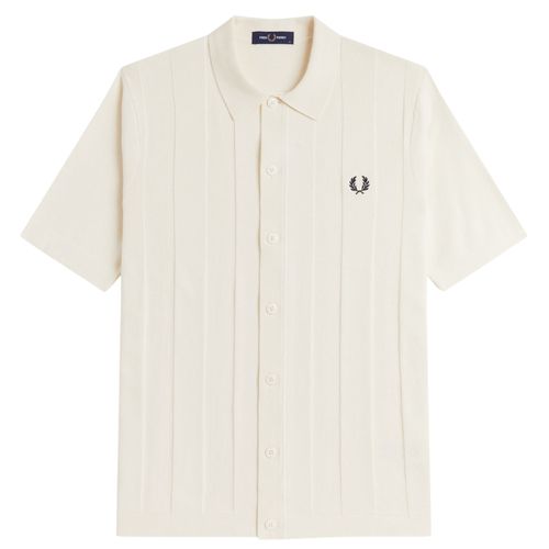 Fred Perry Tonal Vertical Stripe Shirt - Ecru