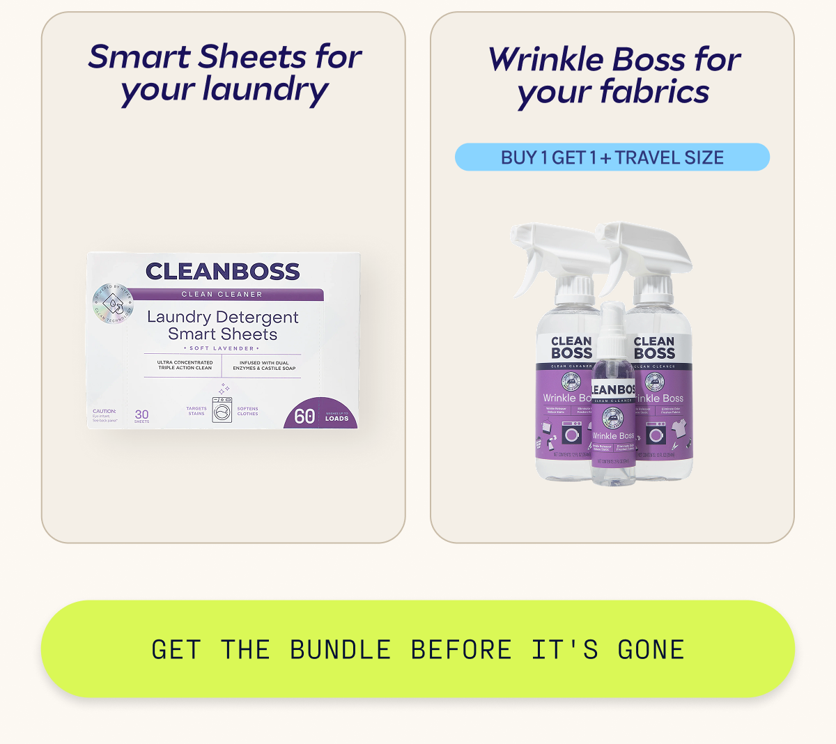 ...+ Smart Sheets + Wrinke Boss. Get the bundle before it's gone.