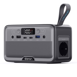 DaranEner YOUYO R100 Pro Portable Power Station, 99Wh LiFePO4 Battery, 100W Pure Sine Wave Output, 200W Surge, 30W Solar Input, 65W USB-C PD, Dual 18W USB-A, 60W DC5521 Output for Camping, Road Trips & Emergency Power