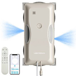 Liectroux G8 Window Cleaning Robot, 3000Pa Suction, 55N Downforce, Dry & Wet Mop, 3-in-1 Spray, Wipe & Squeegee Cleaning, 120mL Water Tank, App & Remote Control, 2-Way Water Spray, Bionic Edge & Corner Cleaning