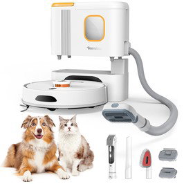 Teendow D20S MAX+ 2in1 Robot Vacuum Cleaner & Pet Grooming Tool, 6000Pa Strong Suction, 70 Days Hands-Free Cleaning, 3L Dust Bag, PreciSense LiDAR Navigation, 5000mAh Battery, Ideal for Pet Owners