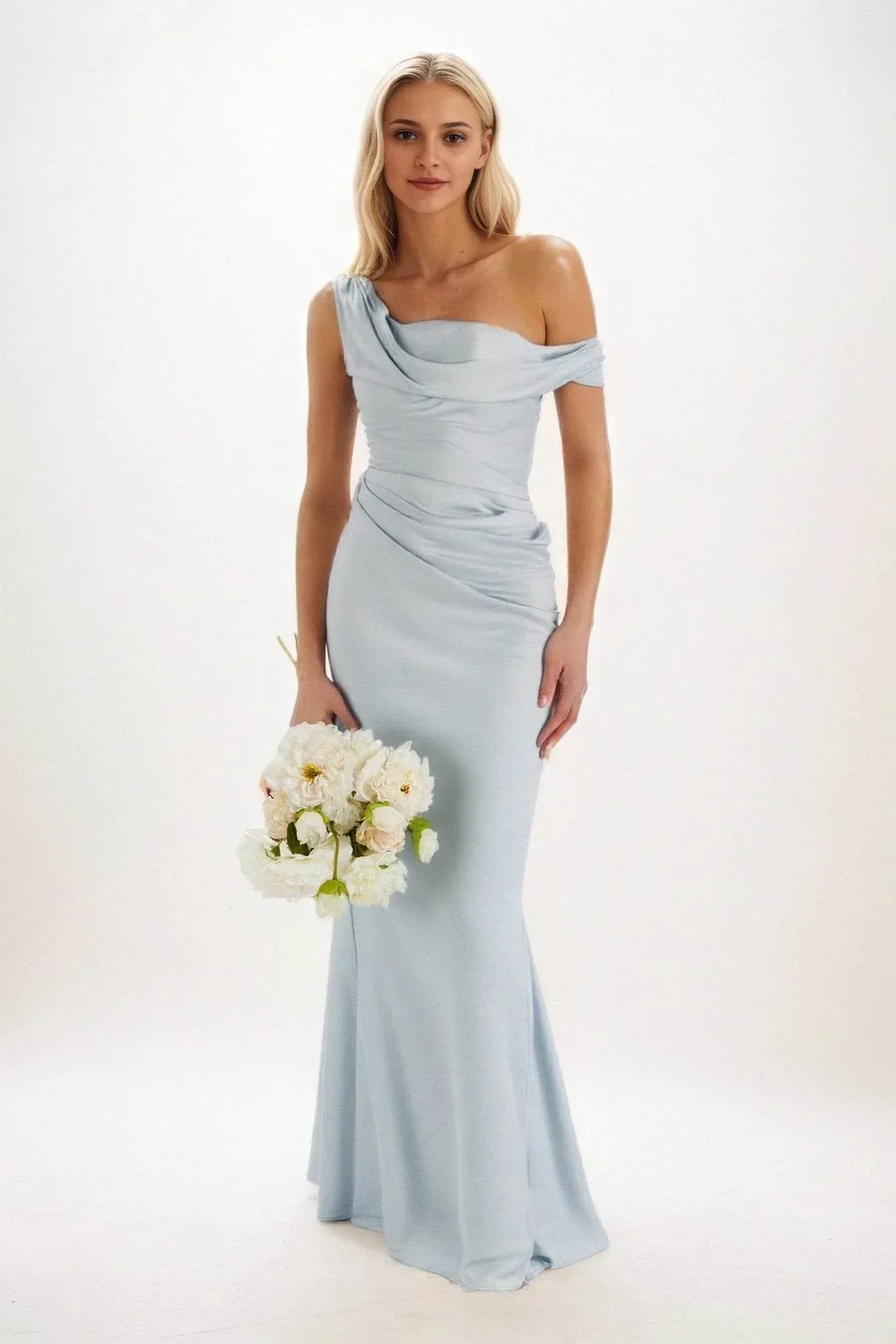 Image of Sheath-Column Maxi Luxe Satin Bridesmaid Dress CB0815