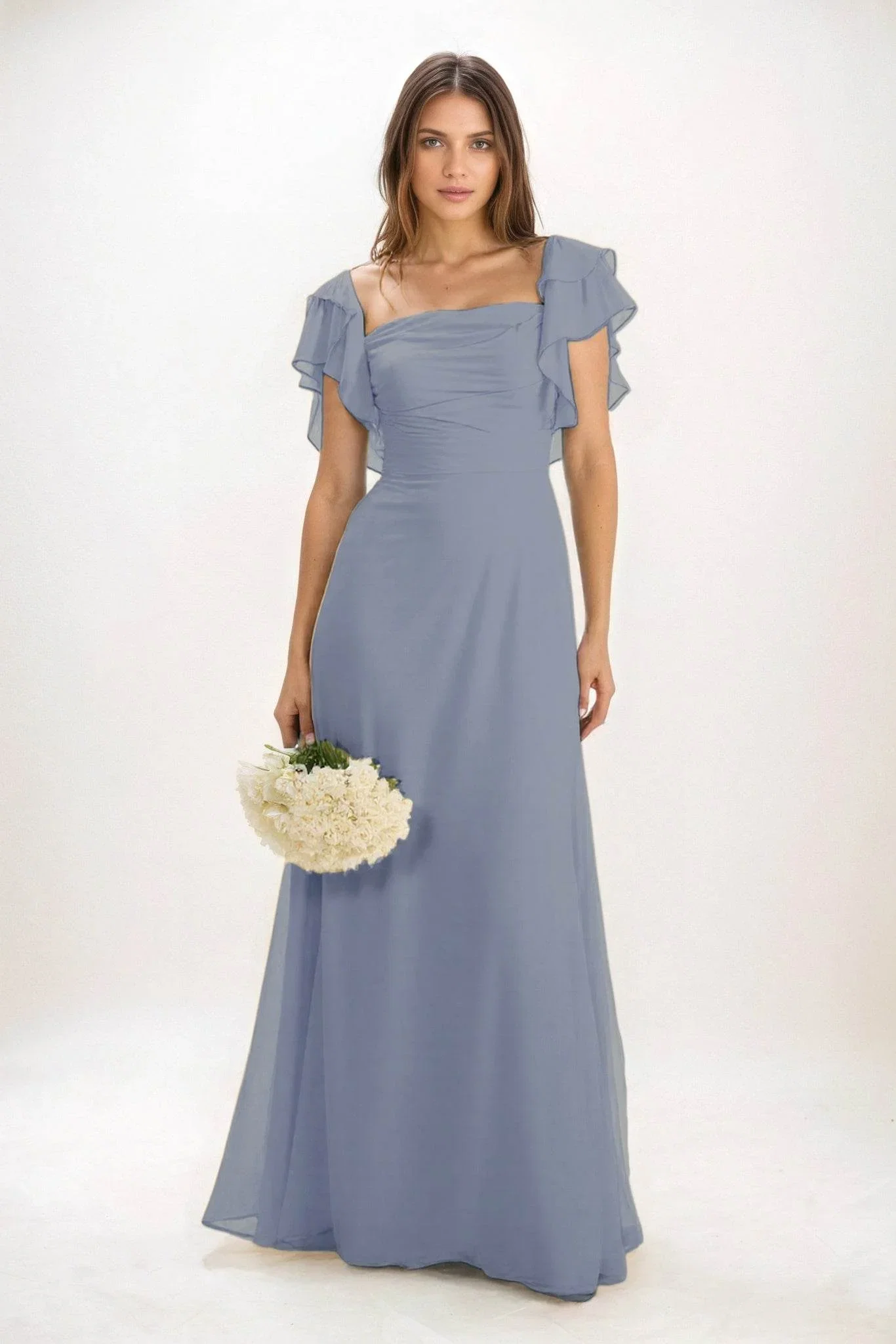 Image of A-Line Maxi Chiffon Bridesmaid Dress CB0856
