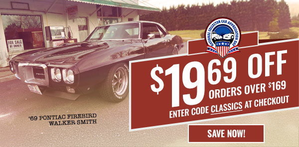 Save $19.69 on orders over $169 with code CLASSICS. Features a 1969 Pontiac Firebird.