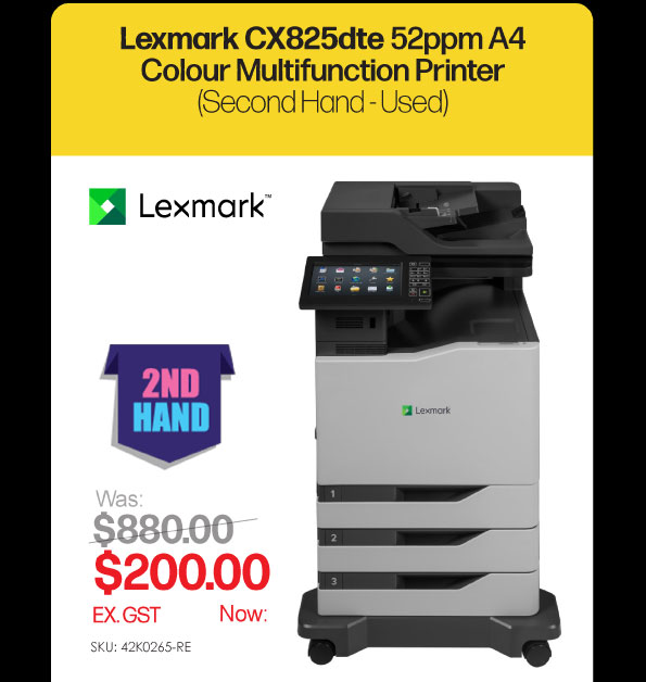 2nd Hand Lexmark CX825dte 52ppm A4 Colour Multifunction Printer - Was $880, Now $200 Ex GST