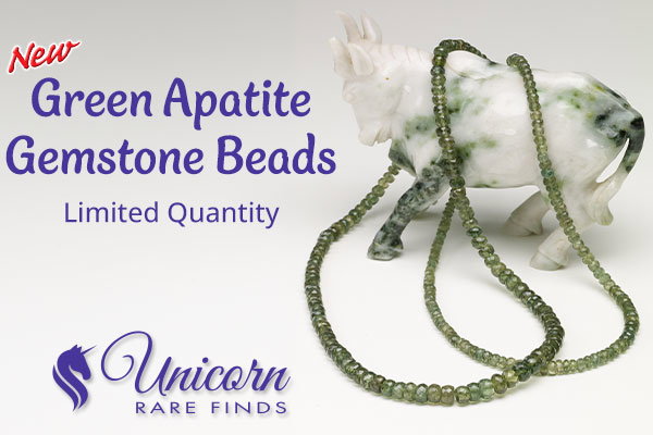 New Green Apatite Gemstone Beads - Unicorn Rare Finds