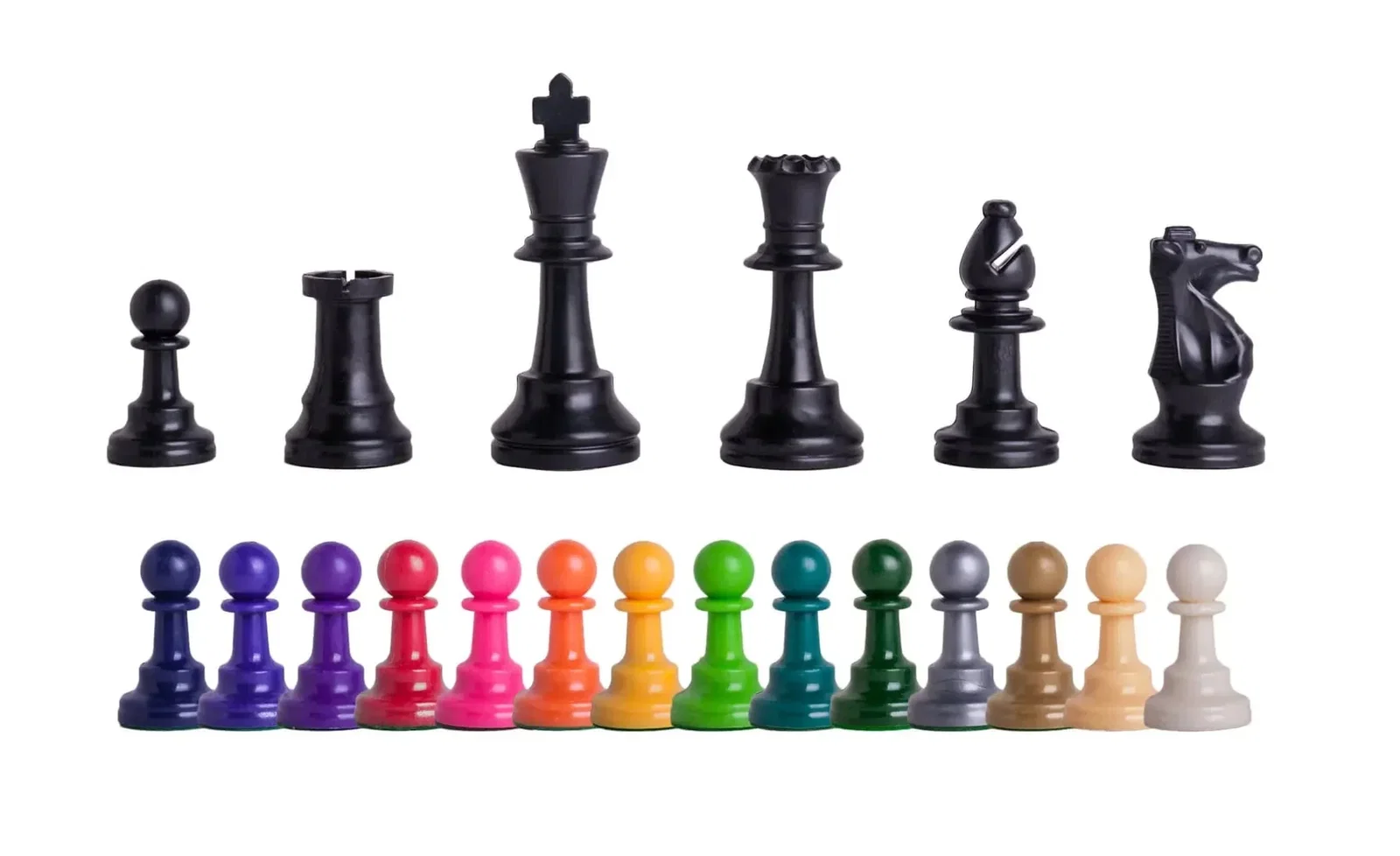 Image of Triple Weighted Colored Regulation Plastic Chess Pieces - 3.75