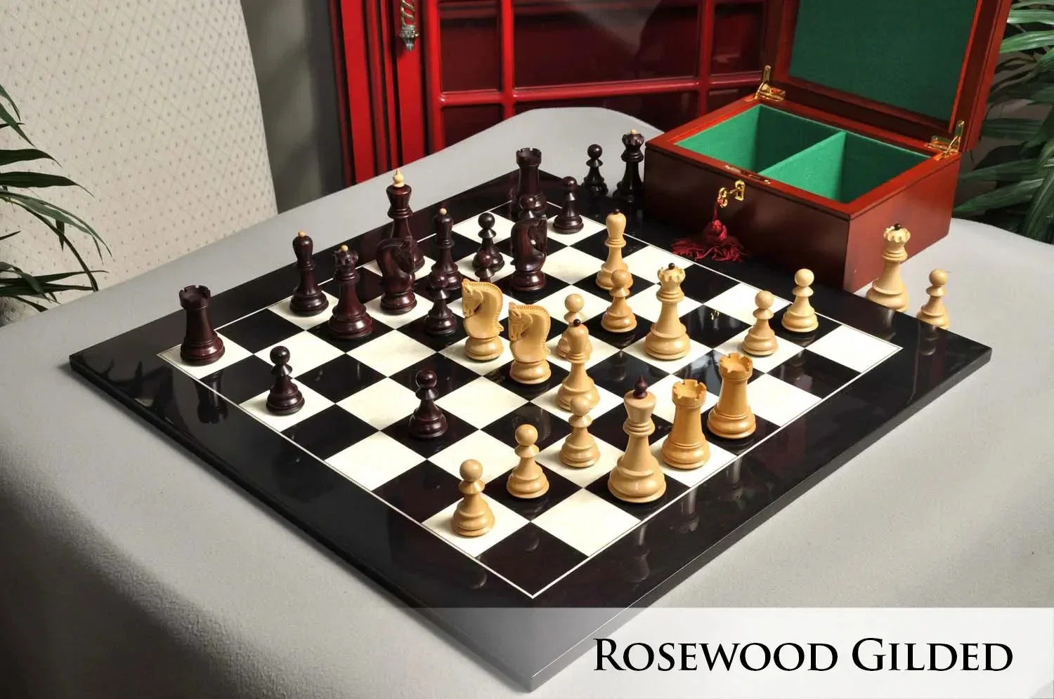 Image of The Gilded Zagreb '59 Series Chess Set, Box, & Board Combination