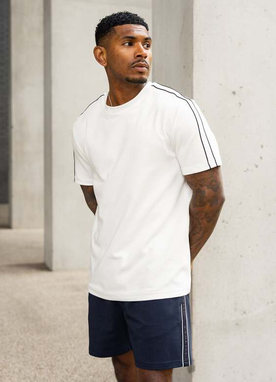 Gym King Linear Taped Tee - Cream