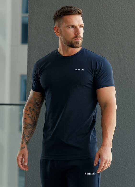 Gym King Fundamental Linear Tee - Navy