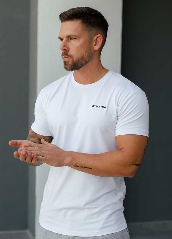 Gym King Fundamental Linear Tee - White