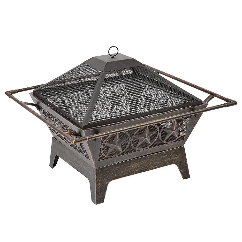 Image of Star Outdoor Fireplace with Mesh Lid, Grill & Poker