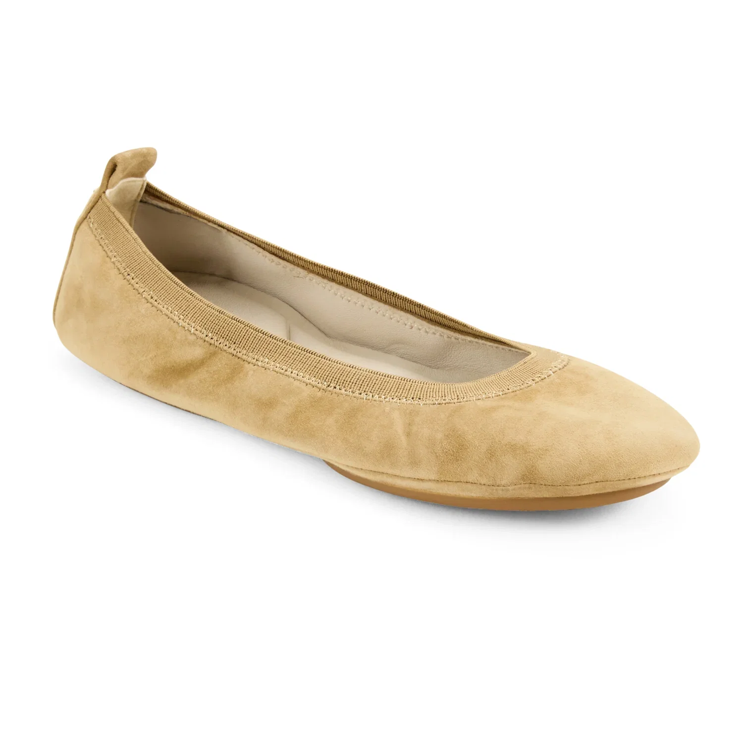 Image of Samara Foldable Ballet Flat in Sand Suede